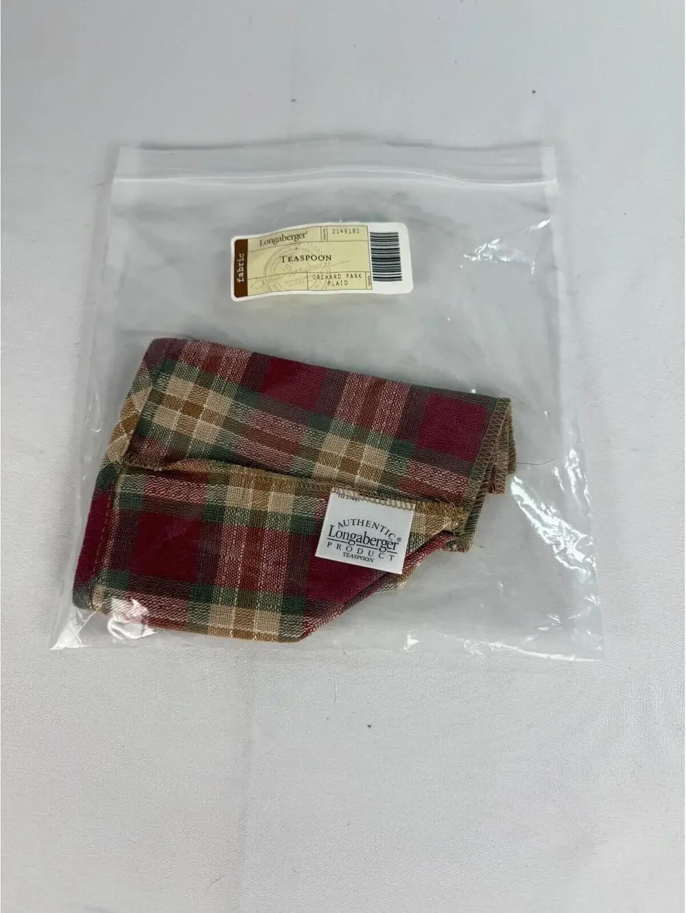 Longaberger Teaspoon Basket Orchard Park Plaid Liner #2149181 New